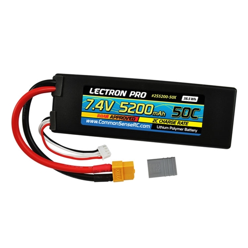 Lectron Pro 7.4V 2S 5200mAh 50C LiPo Battery w/Traxxas Connector