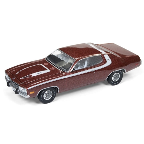 Auto World 1:64 Diecast 1974 Plymouth Road Runner - Burnished Red Poly with White Stripes