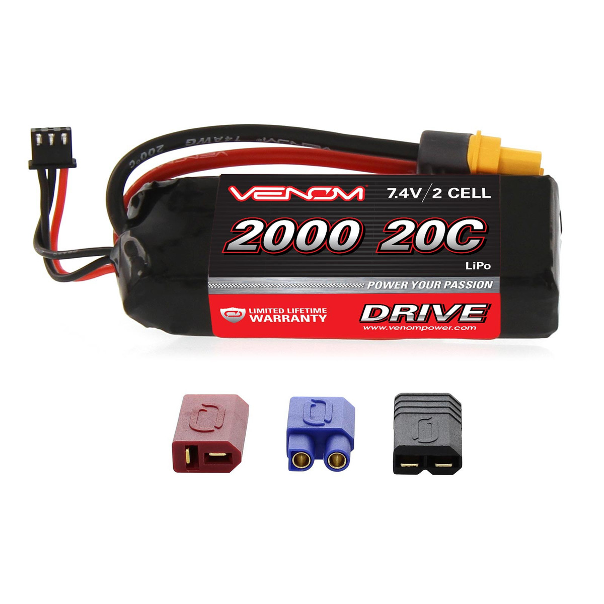 Venom DRIVE 20C 2S 2000mAh 7.4V LiPo w/UNI 2.0 Plug