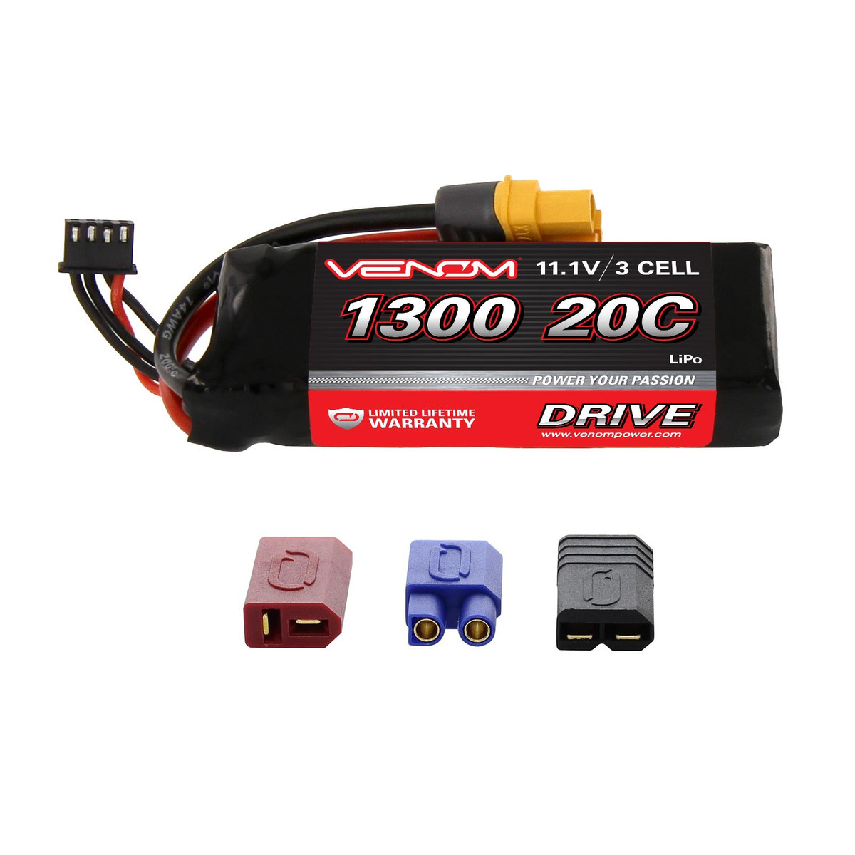 Venom DRIVE 20C 11.1V 1300mAh 3S LiPo 1/16 Battery