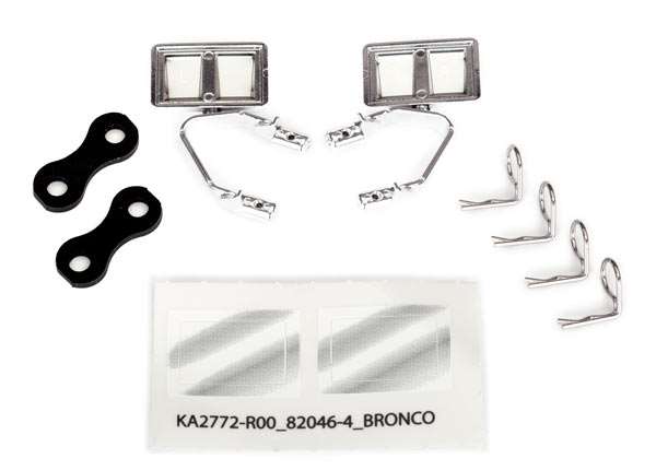 Traxxas TRX-4 Bronco Chrome Side Mirrors w/Retainers & Body Clips (4)