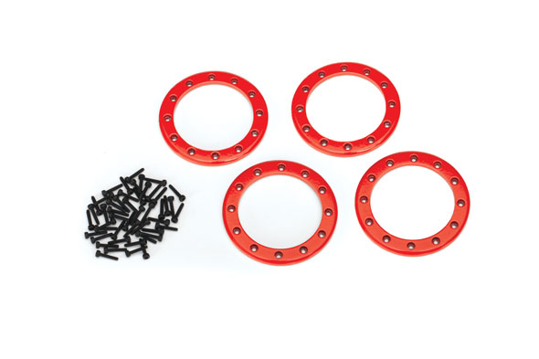 Traxxas Red Aluminum 2.2" Beadlock Rings (4) w/2x10 Capscrews (48)