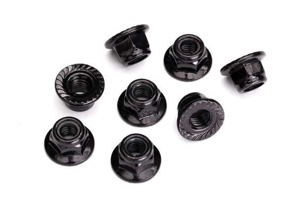 Traxxas UDR 5mm Black Serrated Flanged Nylon Locking Nuts (8)
