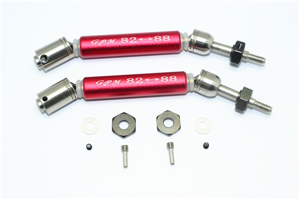 GPM Red Stainless Steel & Aluminum Rear CVD Driveshaft Set w/Hex for 4x4 Slash Rustler Stampede Rally & 2WD Slash