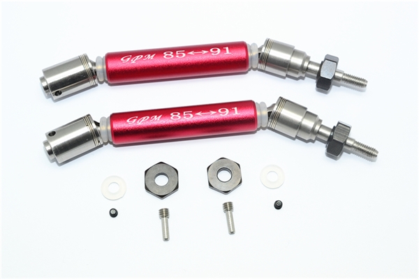 GPM Red Steel & Aluminum Front CVD Driveshaft Set w/Hex for 4x4 Slash Rustler Stampede Rally