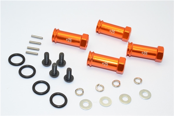 GPM Orange Aluminum 25mm Extension Hubs w/12mm Hex for Slash & Stampede 4x4