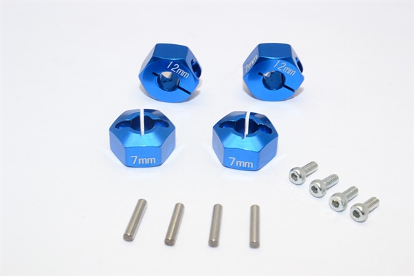 GPM Blue Aluminum 7mm Thick Locking 12mm Hex Hubs for 4-Tec 2.0