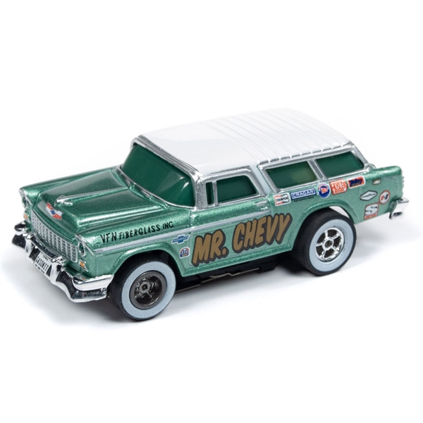 Auto World Xtraction R26 1955 Chevy Nomad Mr. Chevy (Green) HO Slot Car