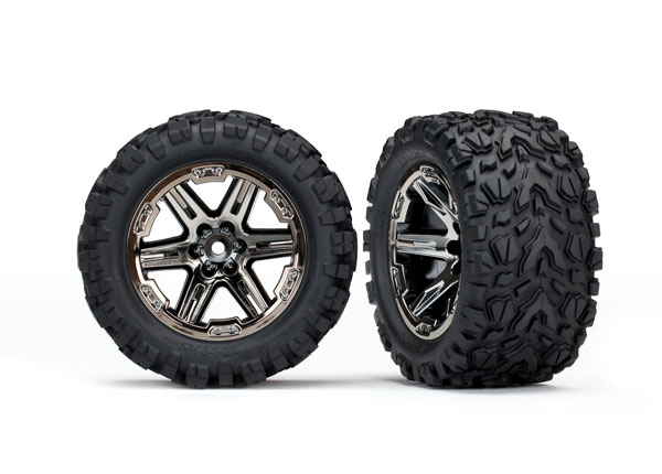 Traxxas 2.8 Talon Extreme Tires on Black Chrome Wheels for 2WD Electric Rear (6774X)