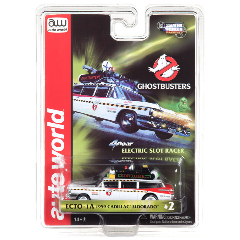 Auto World 4Gear GhostBusters Ecto 1A 1959 Cadillac Ambulance HO Slot Car (SC330-2)