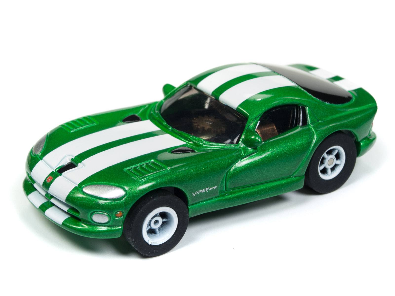 Auto World X-Traction 1996 Dodge Viper GTS Green HO Slot Car (SC332-2)