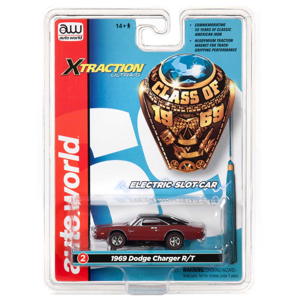 Auto World Xtraction 1969 Dodge Charger R/T (Maroon) HO Slot Car (SC343-2)