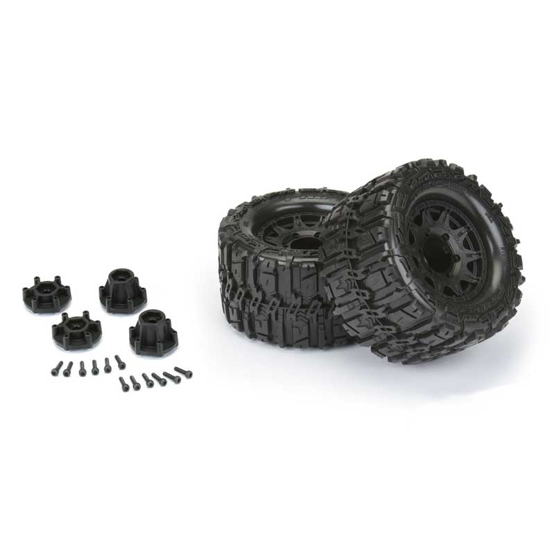 Pro-Line Trencher HP 2.8 Belted Tires on Raid Black 6x30 Adj