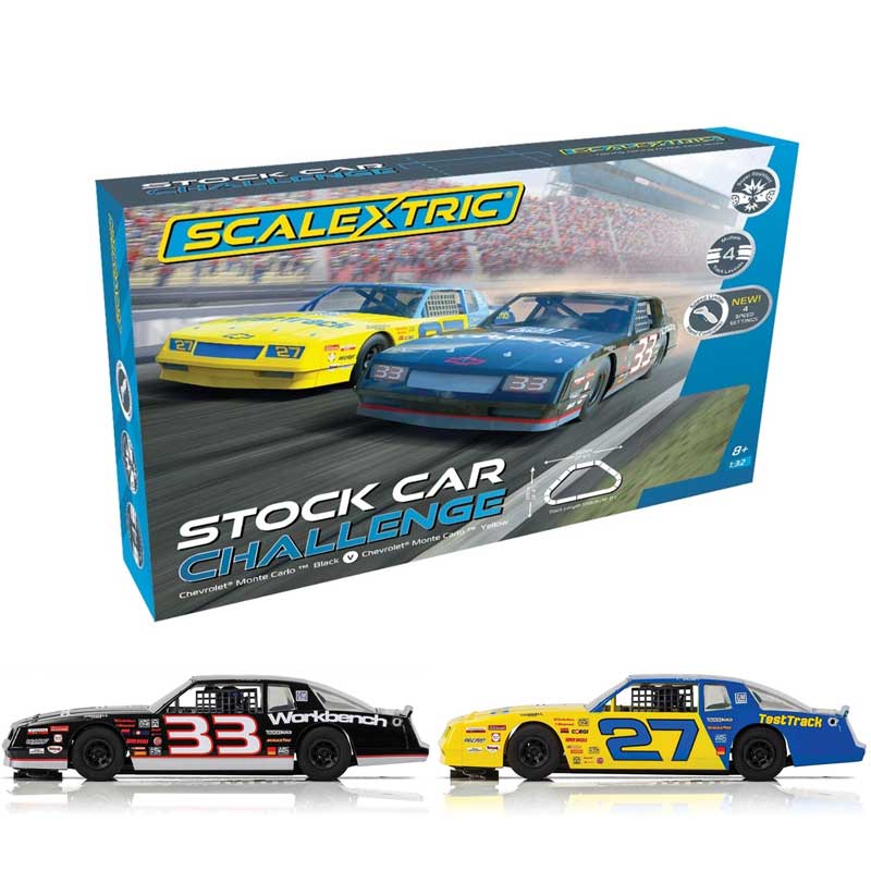 Scalextric Chevy Monte Carlo Stock Car Challenge 1/32 Slot Car Set (C1383T)