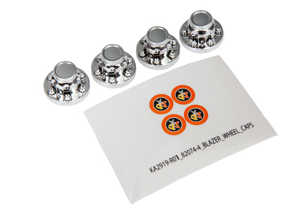 Traxxas TRX-4 Blazer Chrome Wheel Center Caps w/Decals (requires