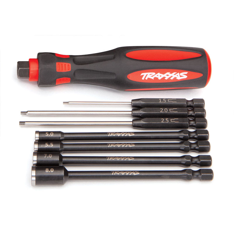 Traxxas Speed Bit Essentials 7-Pc Hex & Nut Driver Set 1/4" Drive with Handle & Pouch (8712)