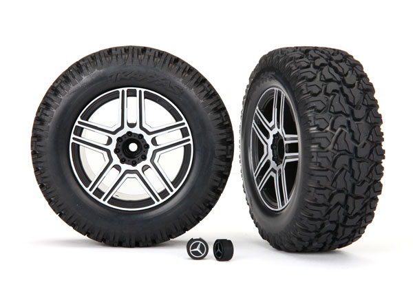 Traxxas 2.6 Satin Chrome-Plated Wheels & Tires with Mercedes Center Caps (requires #8255A ext stub axle) for TRX-4 (8872)