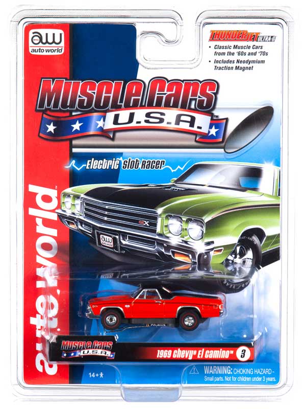 Auto World 1969 Chevrolet El Camino Orange Thunderjet HO Slot Car