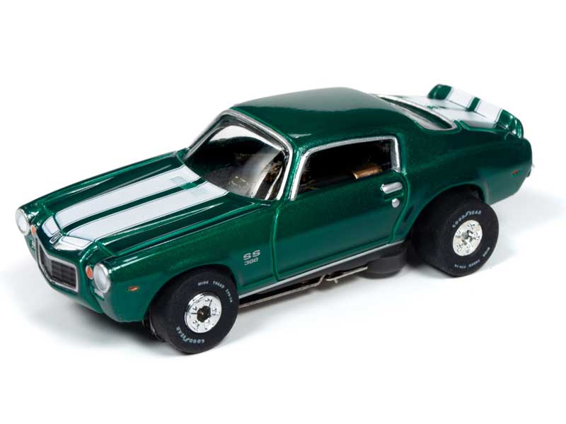 Auto World 1970 Chevrolet Camaro SS Green Thunderjet HO Slot Car (SC350-1)