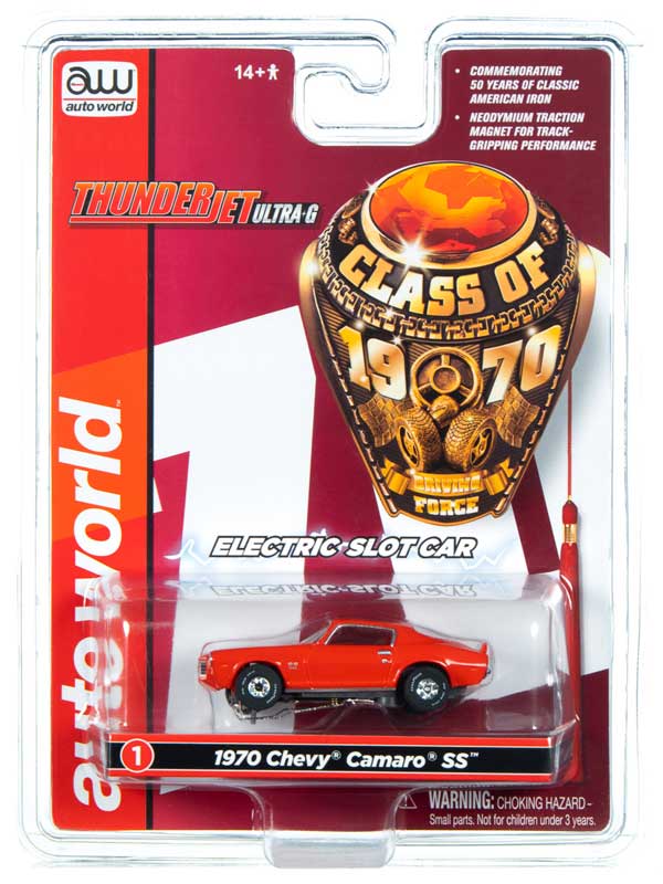 Auto World 1970 Chevrolet Camaro SS Red Thunderjet HO Slot Car (SC350-1)