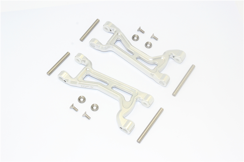 GPM Racing Silver Aluminum Upper Front/Rear Suspension Arms for Traxxas Maxx 4S (TXMS054F/R-S)