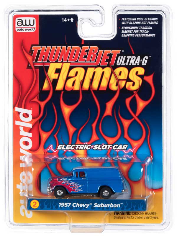 Auto World 1957 Chevrolet Suburban Thunderjet Flames R29 HO Slot