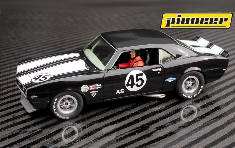 Pioneer 1968 Chevy Z-28 Camaro Black #45 Club Sport 1/32 Slot Car