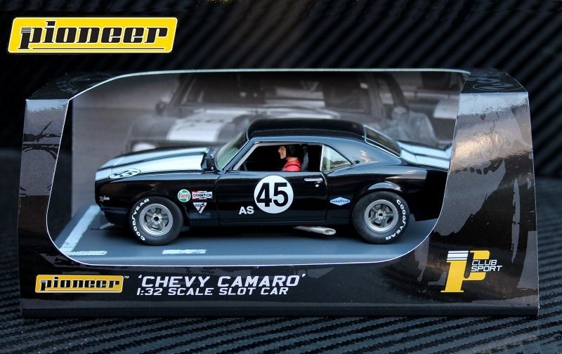 Pioneer 1968 Chevy Z-28 Camaro Black #45 Club Sport 1/32 Slot Car