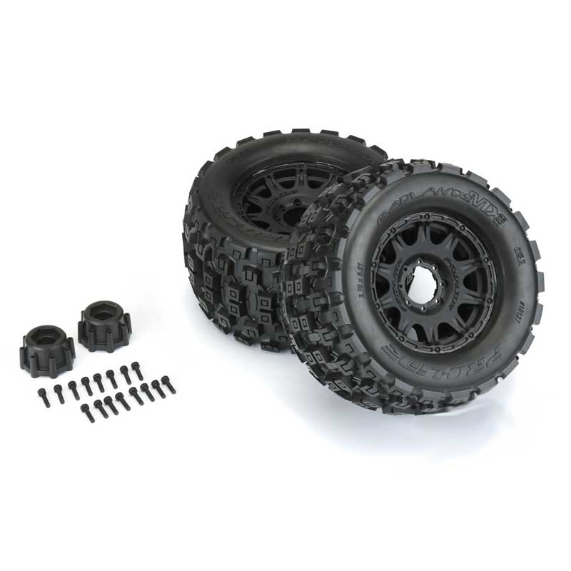 Pro-Line Badlands MX38 Tires on Raid 8x32 17mm Removable Hex Wheels (10127-10)