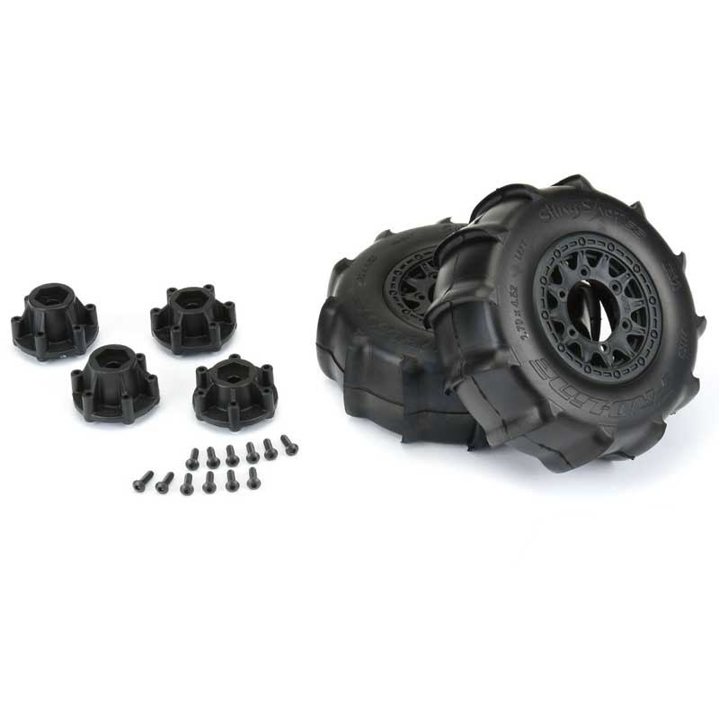 Pro-Line Sling Shot SC Paddle Tires on Raid 6x30 Adjustable 12mm Hex Wheels (1158-10)