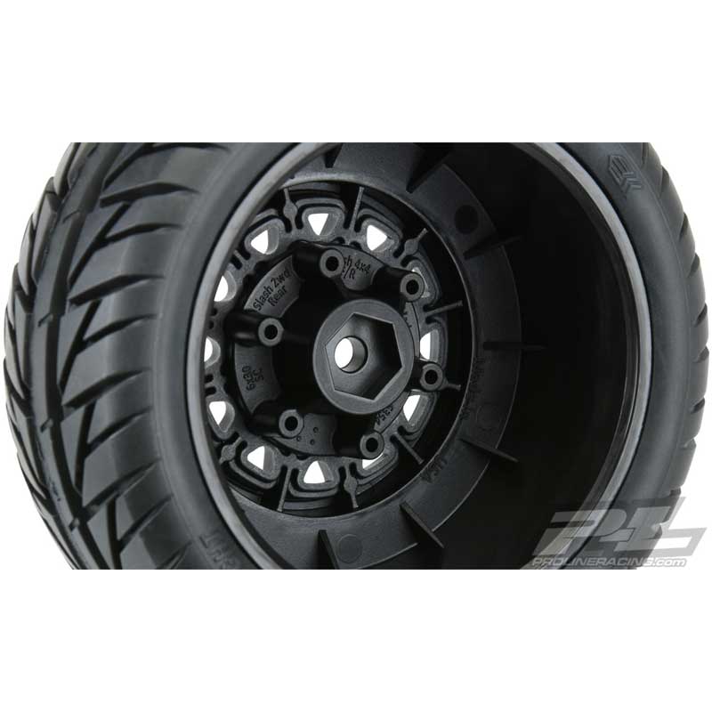 Pro-Line Street Fighter SC Tires on Raid 6x30 12mm Hex Wheels for Slash 2WD & 4x4 (1167-10)