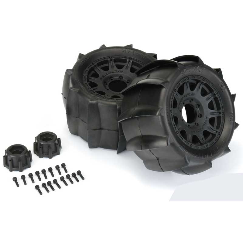 Pro-Line Sling Shot 3.8 Tires on Raid 8x32 17mm Removable Hex Wheels (1179-10)