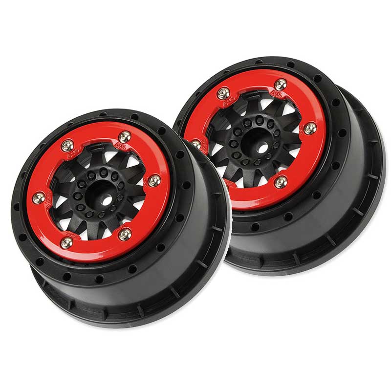 Pro-Line F-11 2.2/3.0 Red/Black Beadlock Wheels for Slash 4x4 Fr/Rr, 2WD Rr (2746-03)