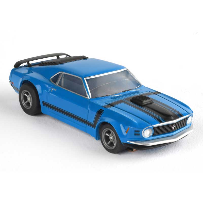 1970 Ford Mustang Boss 302 ☆HOスロットカー☆レア AFX Ford Mustang Boss 302 Blue Mega G+ HO Slot Car w/Clear Windows