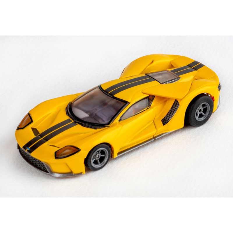 AFX Ford GT Triple Yellow Mega G+ HO Slot Car | AFX 22029 | AFX