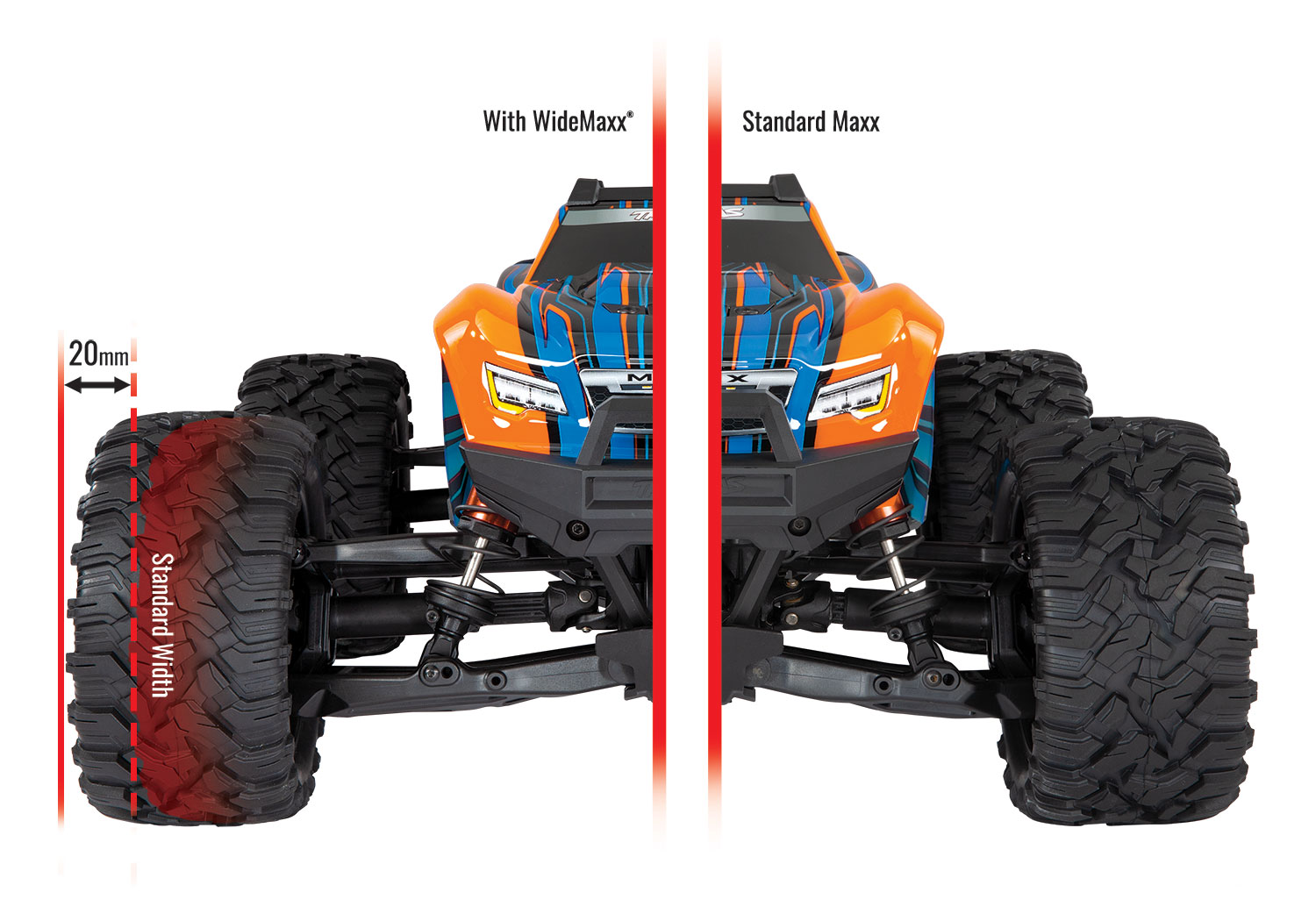 Traxxas Maxx 4S Orange WideMaxx Suspension Kit  - Includes Front & Rear Suspension Arms, Front Toe Links, Rear Shock Springs (8995T)