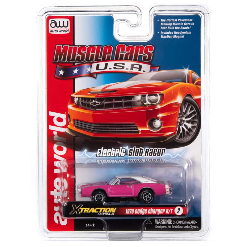 Auto World 1970 Dodge Charger R/T Pink Xtraction R30 HO Slot Car