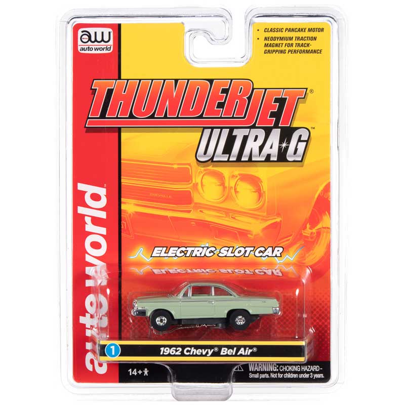 Auto World 1962 Chevrolet Bel Air Green Thunderjet HO Slot Car (SC359-1)