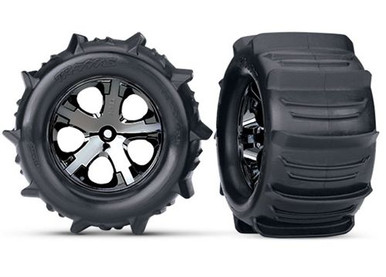 wheels tires stampede traxxas paddle 2wd rear chrome trx tyres