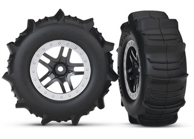 Traxxas Slash Paddle Tires & Chrome Wheels
