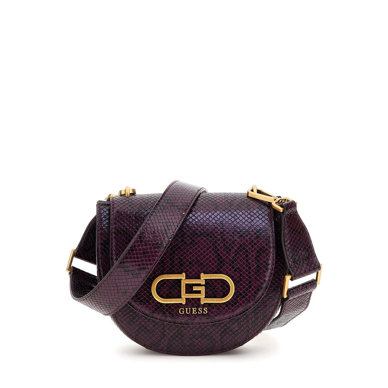 Guess Fleet Mini Saddle Crossbody Bag Plum