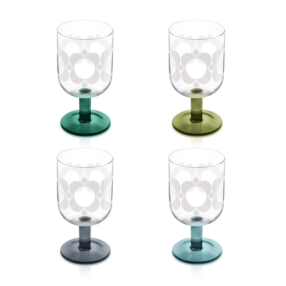 Orla Kiely Atomic Retro Flower Wine Glasses Set of 4 Kilkenny Design