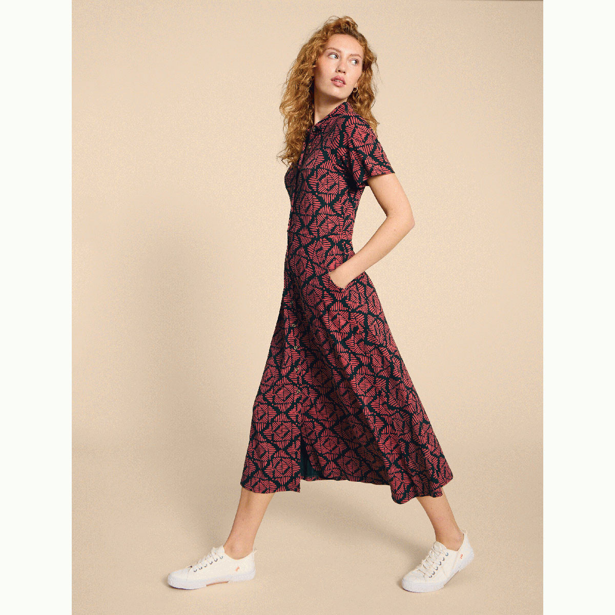 Rua Jersey Shirt Dress Pink Print Kilkenny Design