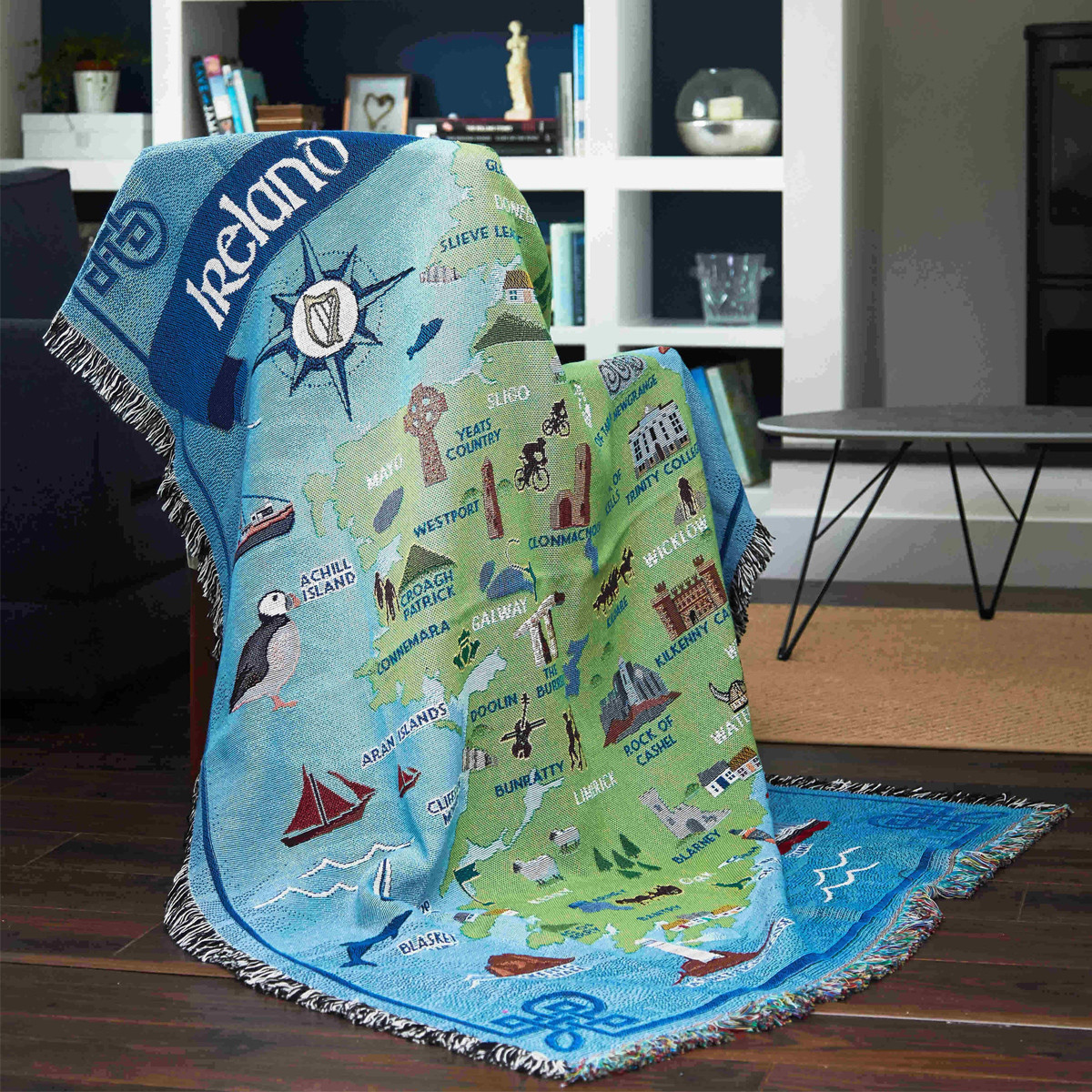 Map of Ireland Throw Blanket Kilkenny Design