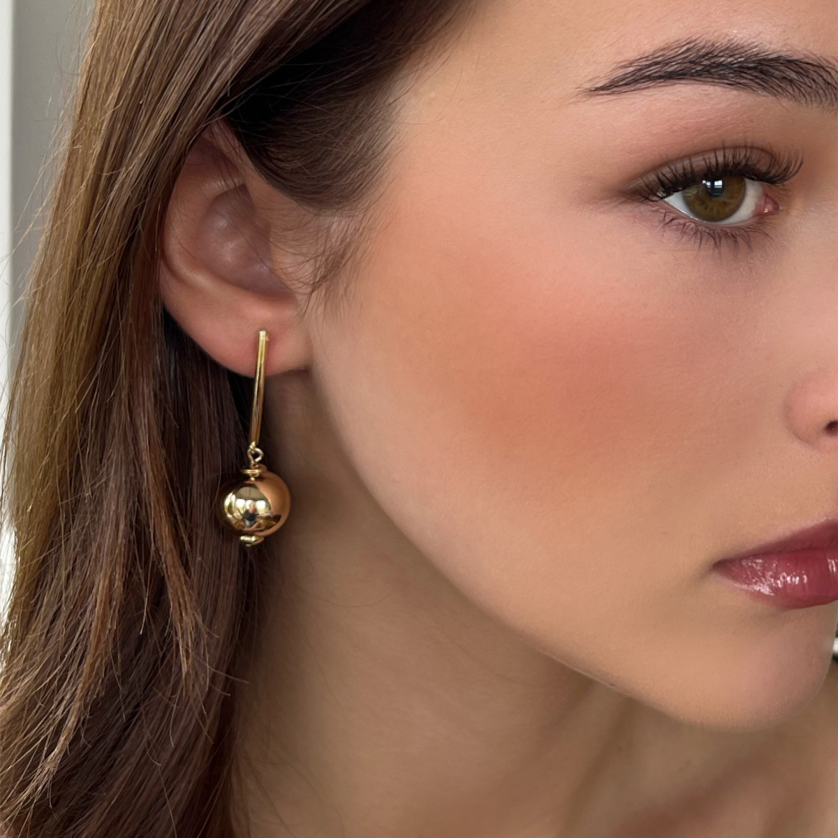 Gold Bar Ball Drop Earrings Kilkenny Design