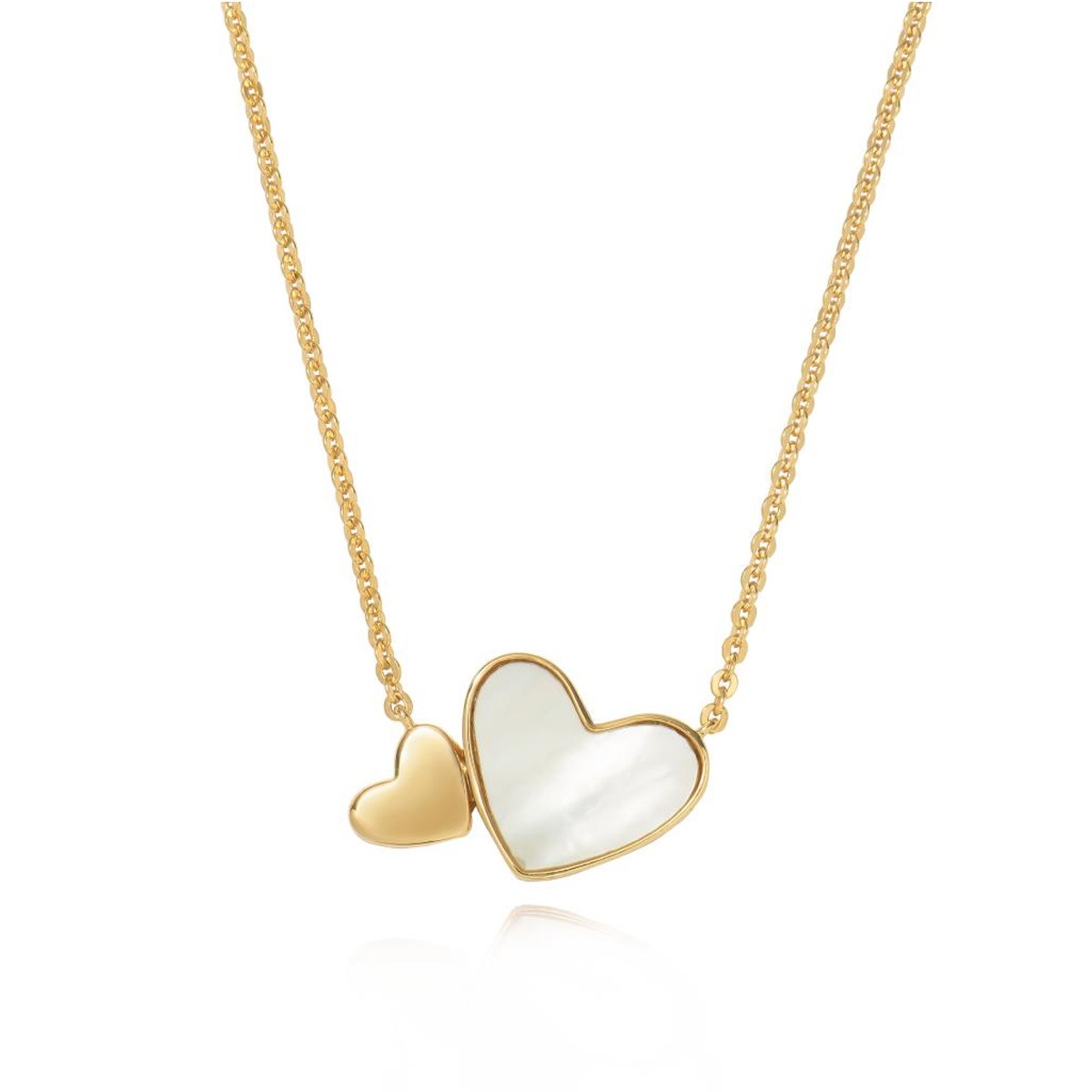 Gold Mother of Pearl Double Heart Pendant Kilkenny Design