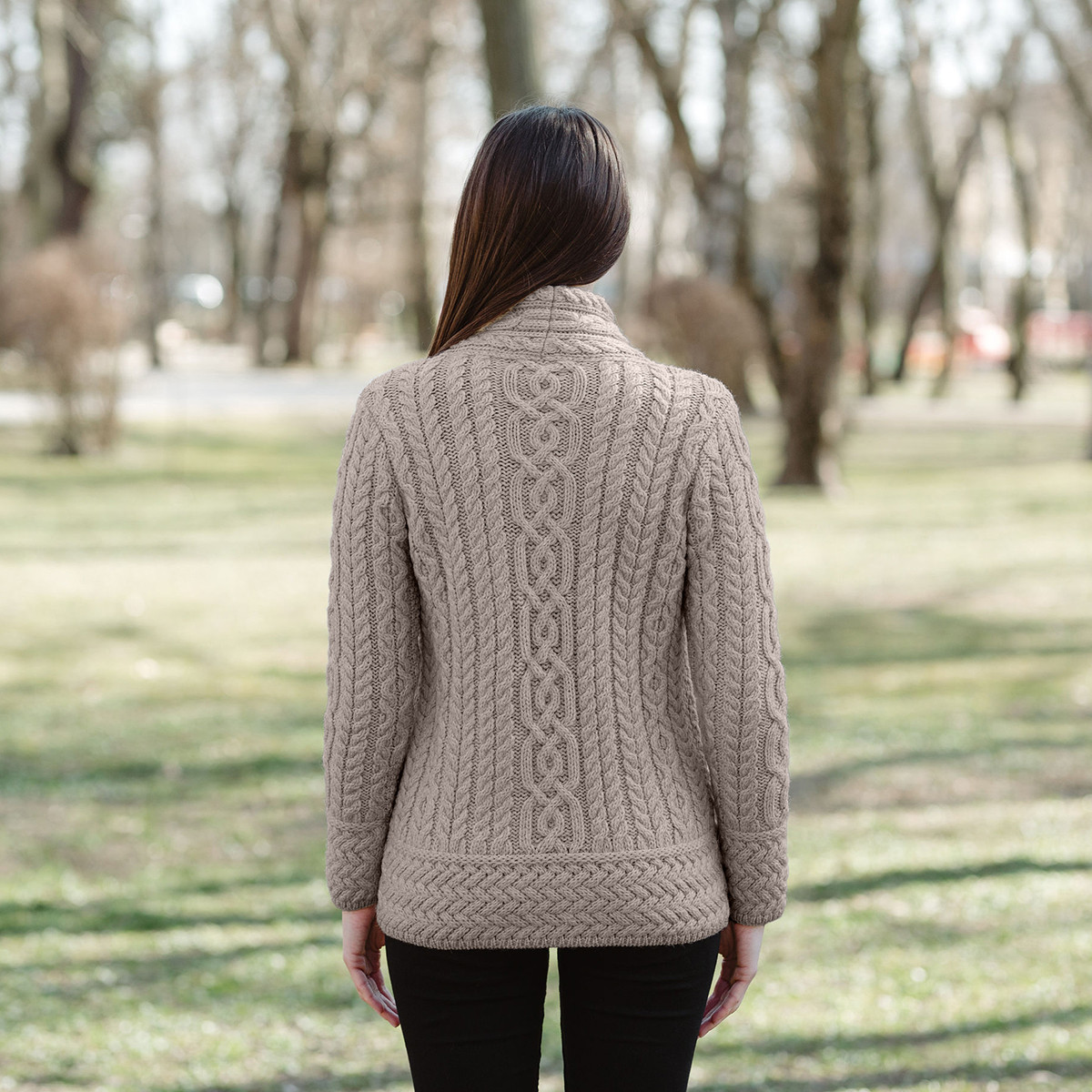 Cable Knit Side Zip Cardigan - Taupe | Kilkenny Design