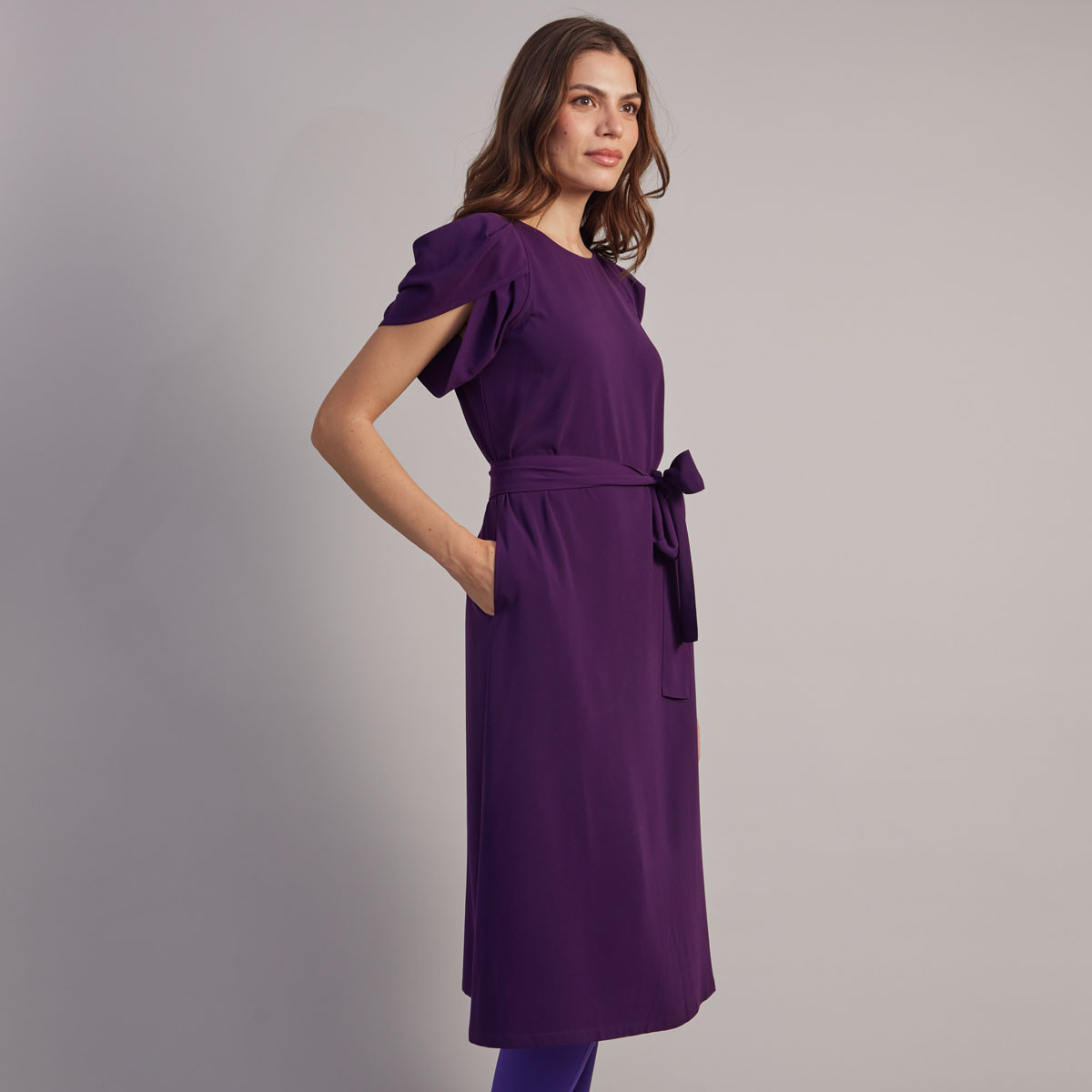 Rose Petal Sleeve Dress - Purple | Kilkenny Design