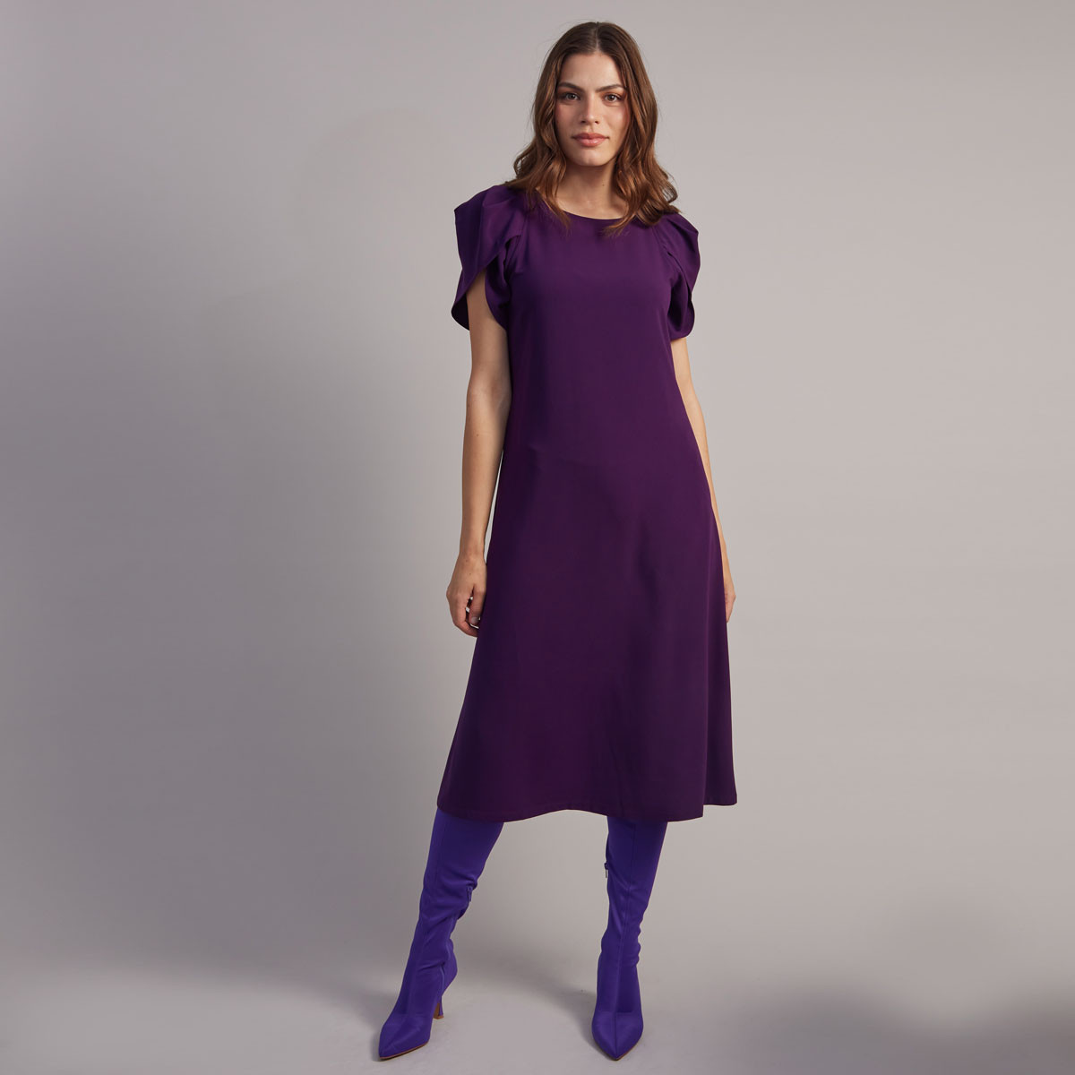 Rose Petal Sleeve Dress - Purple | Kilkenny Design