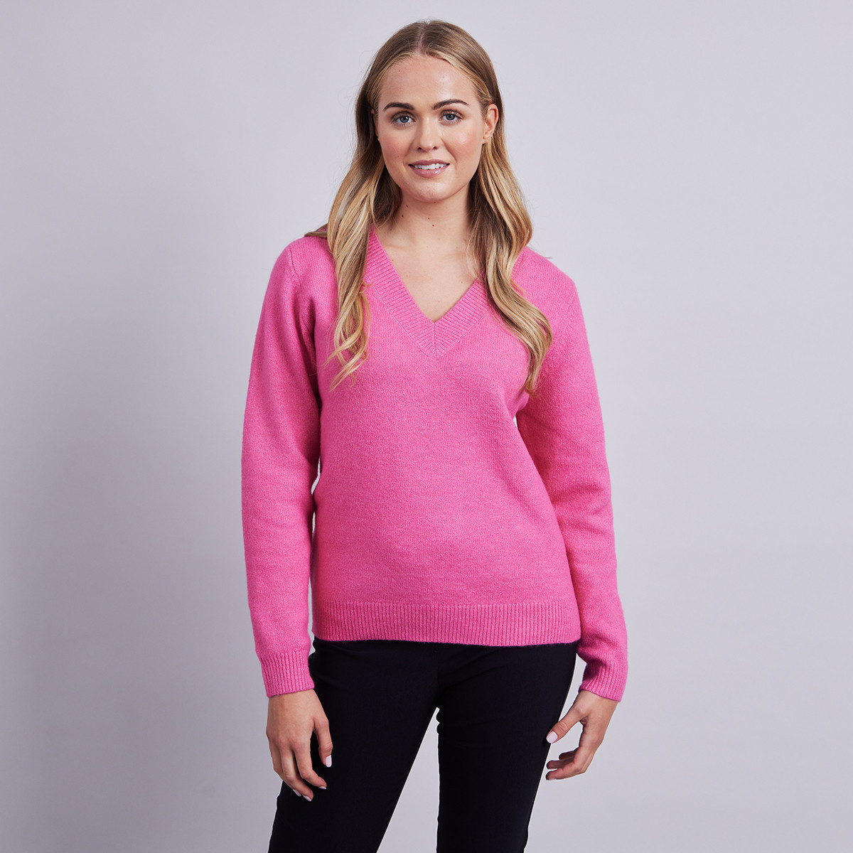 Blake V-Neck Jumper Pink Kilkenny Design
